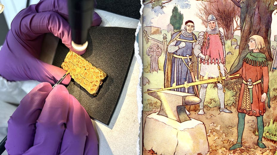 Real-life Excalibur? Man on a hike uncovers gold sword relic hidden under tree Schools Australia